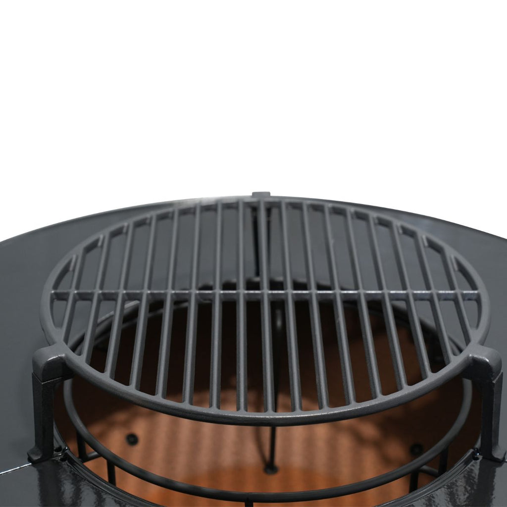 Brazier With Integrated Furniture, Accessories And Protective Cover - Metal - Gray