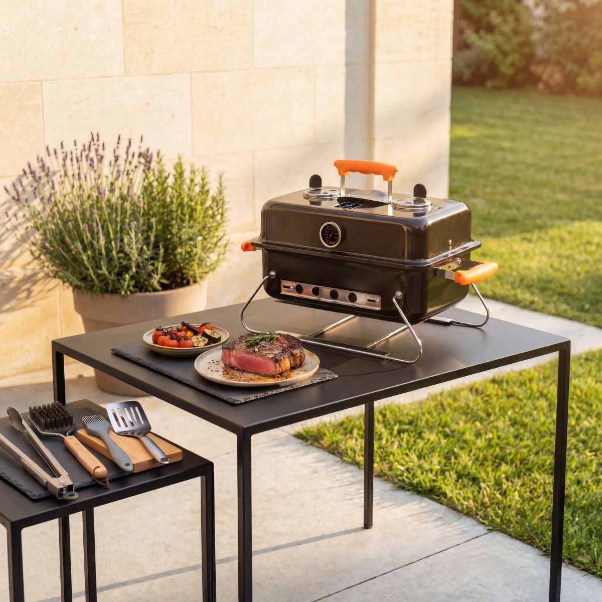 Portable Grill - Steel - Black