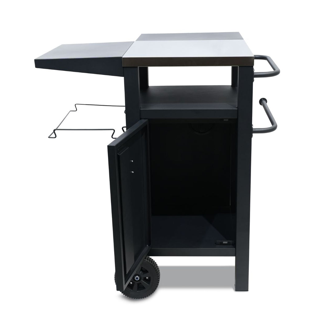 Carro para Barbacoa con Almacenamiento y Funda Protectora - Acero Inoxidable y Plástico - Negro