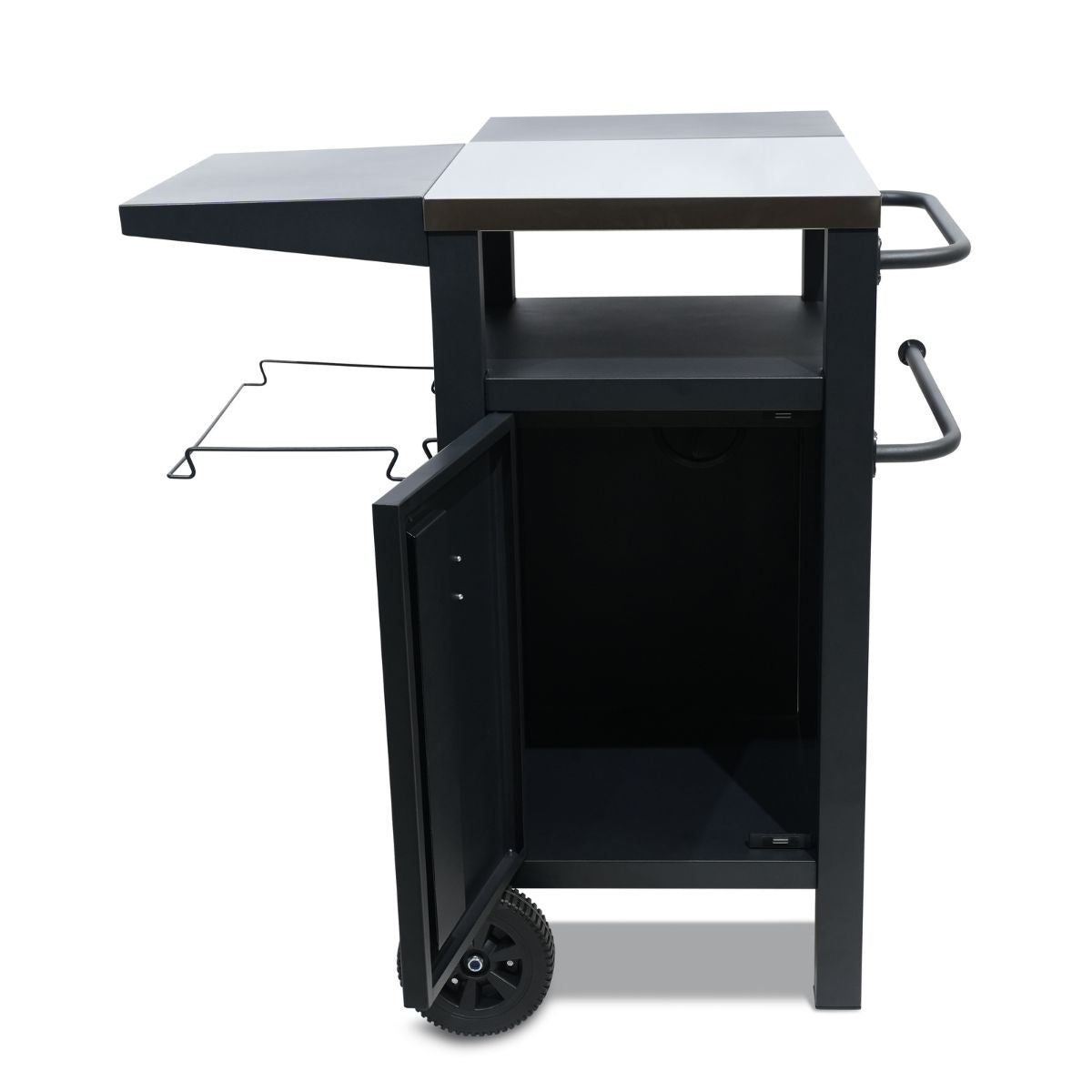 Carro para Barbacoa con Almacenamiento y Funda Protectora - Acero Inoxidable y Plástico - Negro