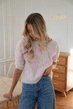 Pull Manches Courtes Léa - Crème/Rose