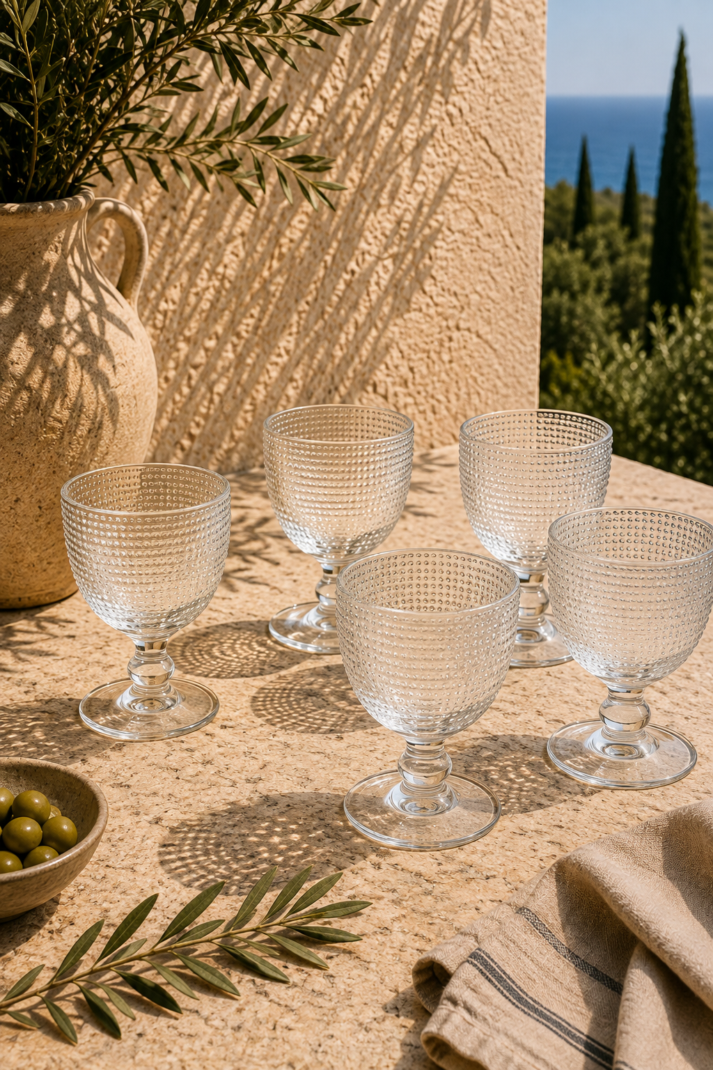 Trame - Lot De 6 Verres À Eau À Pied Bas - Transparent