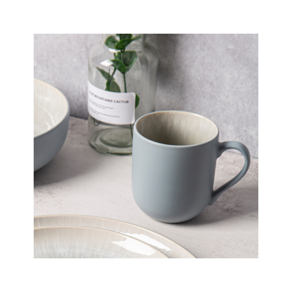 Iris Bleu - Set of 2 Mugs - Reactive Stoneware - Blue