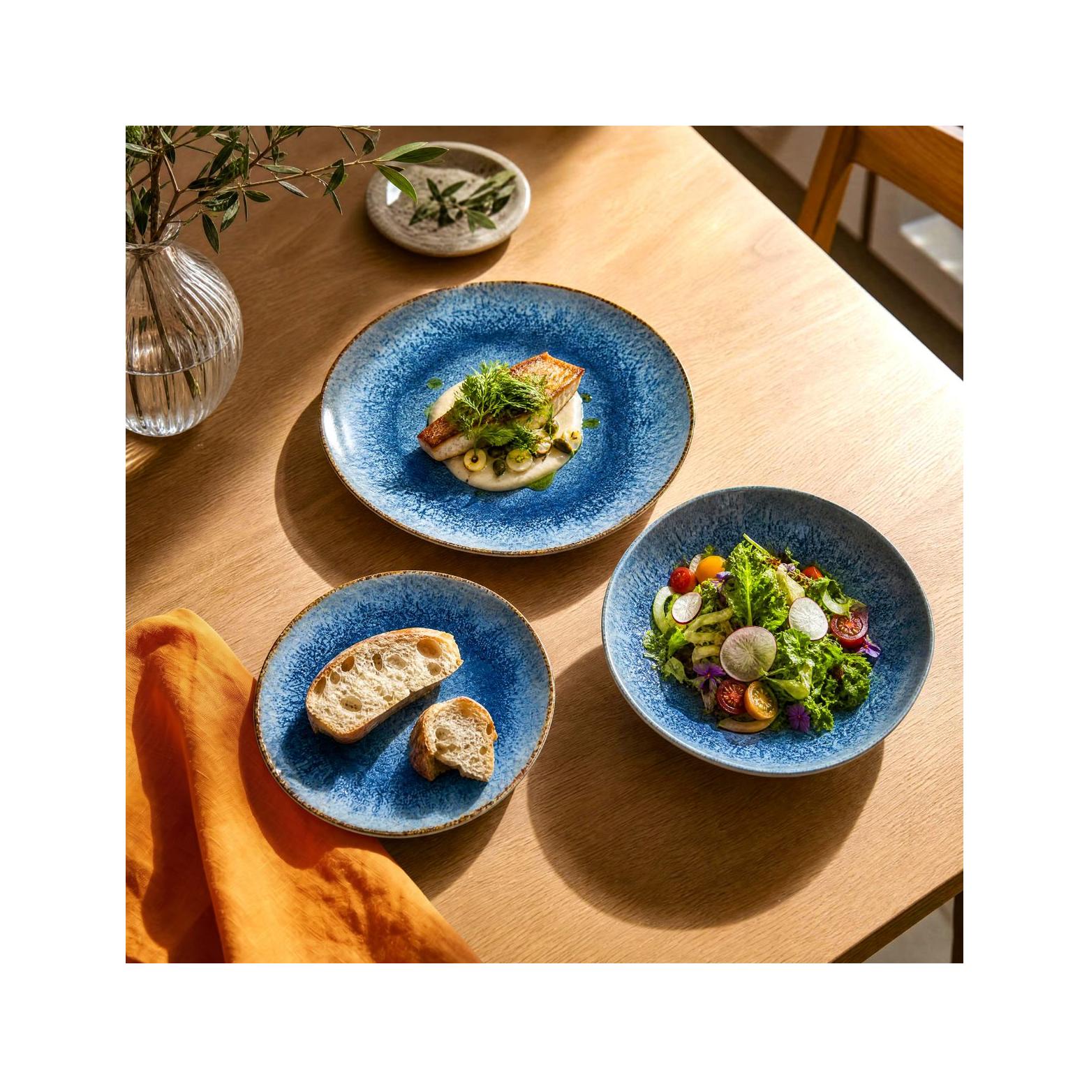 Rivage Azur - Servicio de mesa de 18 piezas - Porcelana - Azul