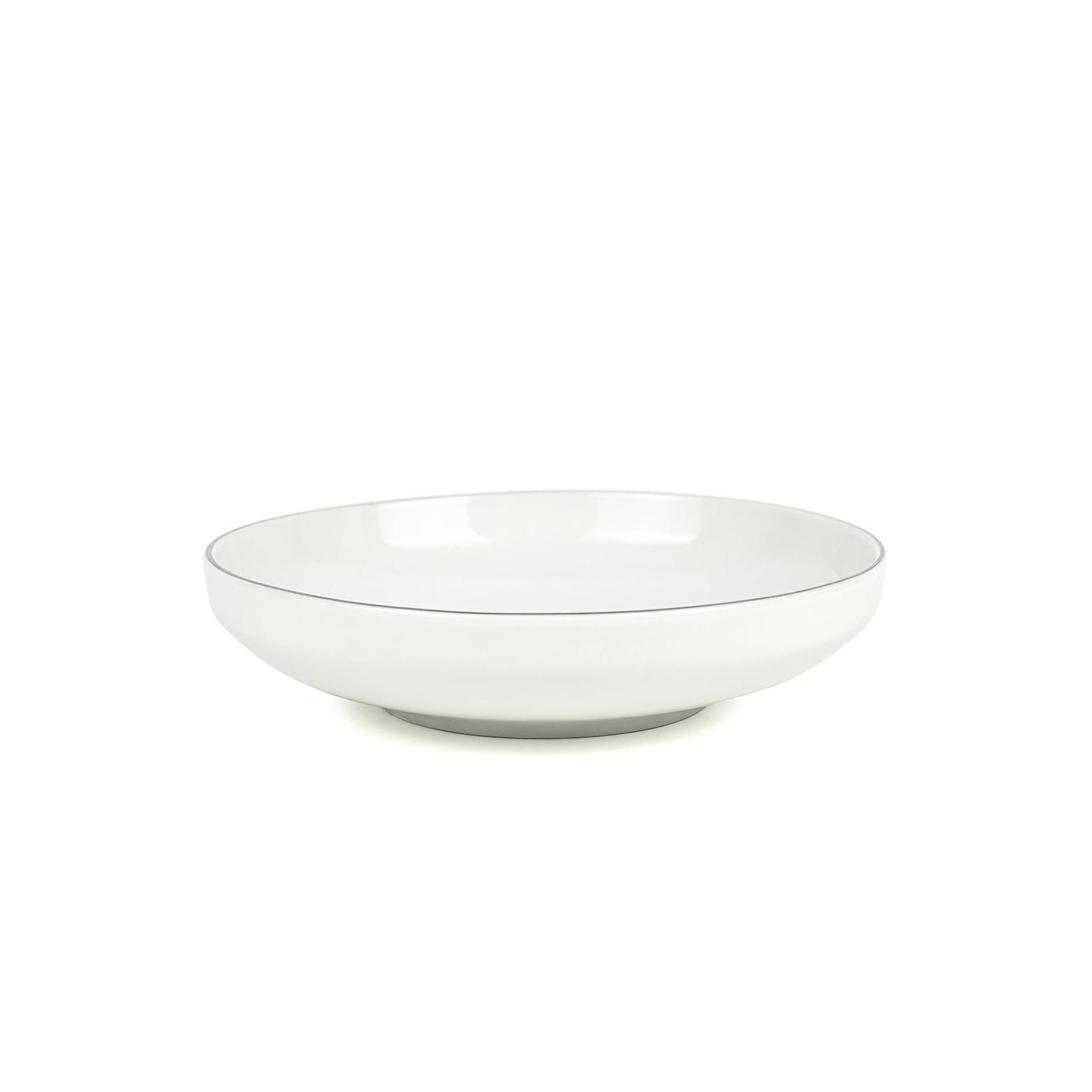 Sélène - Lot De 6 Assiettes Creuses - Porcelaine - Blanc Liseré Argenté