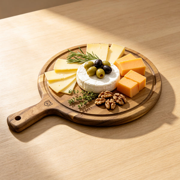 Alva - Round Board & Cheese Knife - Wood