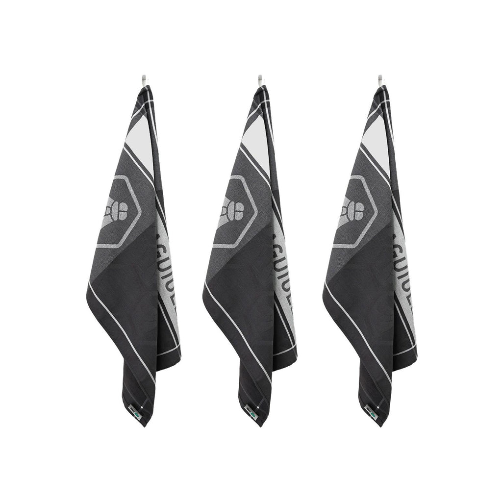 Miel - Set of 3 Jacquard Tea Towels - Cotton - Black