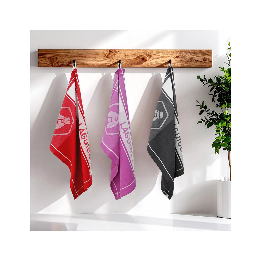 Miel - Set of 3 Jacquard Tea Towels - Cotton - Black