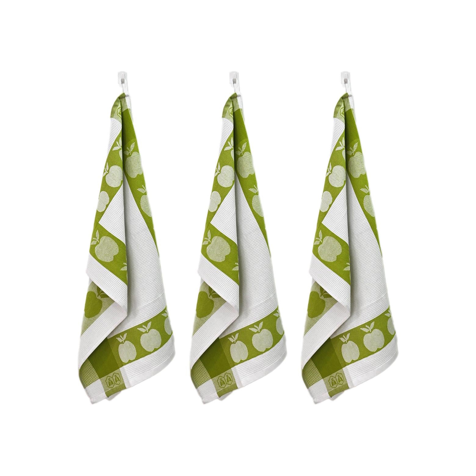 Carré - Set of 3 Honeycomb Tea Towels - Cotton - Green