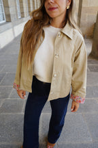 Gabardina Liberty de algodón beige Edith