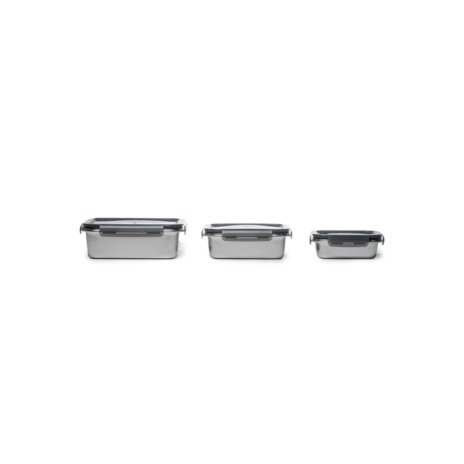 Juego de 3 Cajas Rectangulares - Acero Inoxidable - Plata
