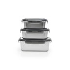 Juego de 3 Cajas Rectangulares - Acero Inoxidable - Plata