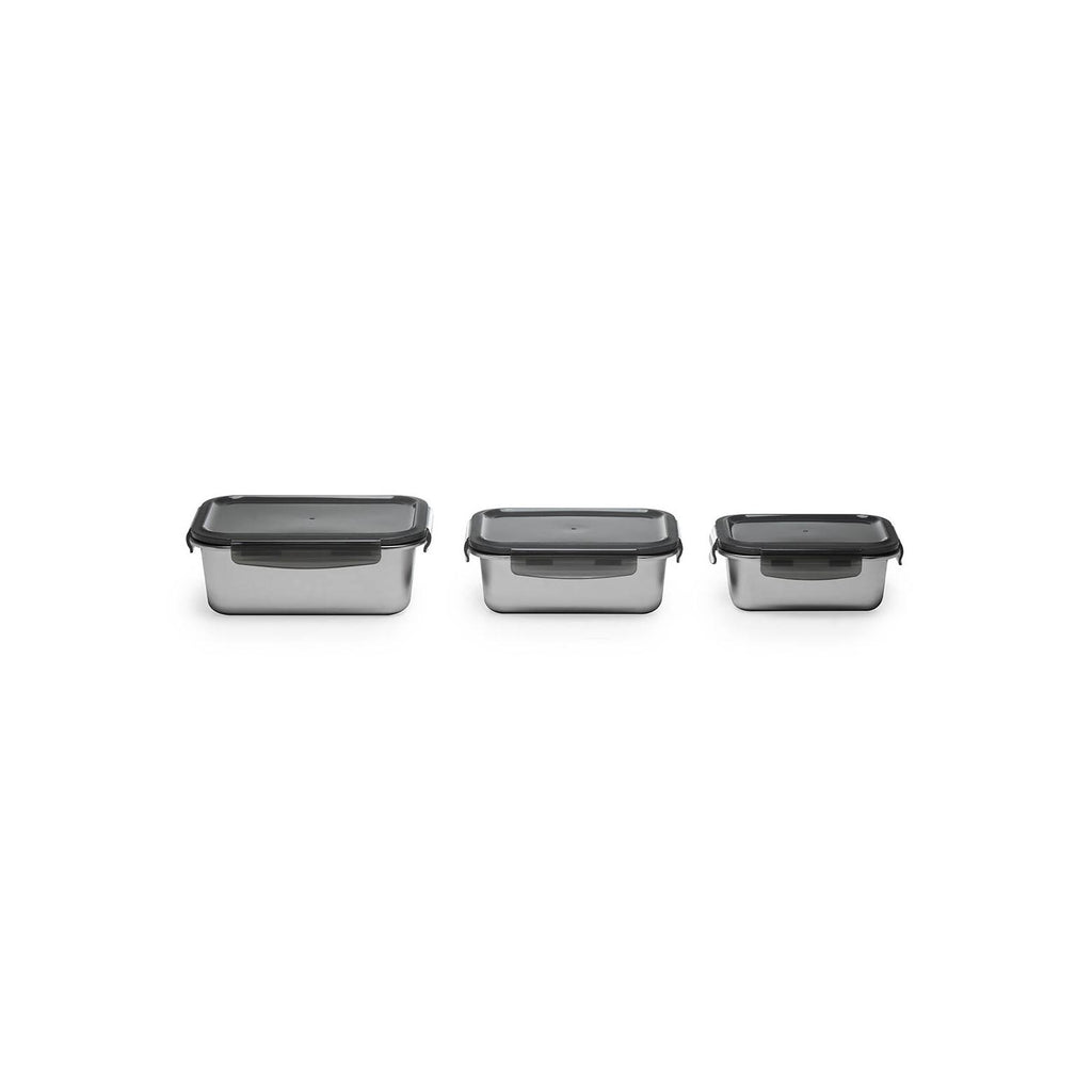 Juego de 3 Cajas Rectangulares - Acero Inoxidable - Plata