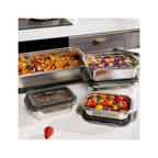 Set Of 5 Rectangular Boxes - Stainless Steel - Silver