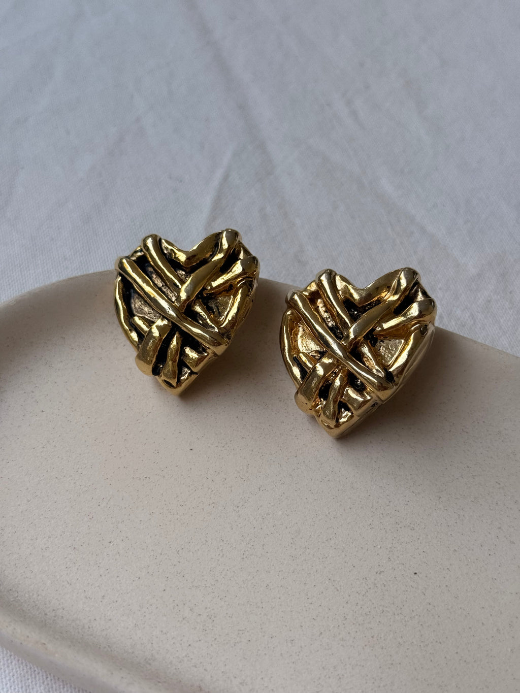 Vintage Earrings - XXL Resin Hearts