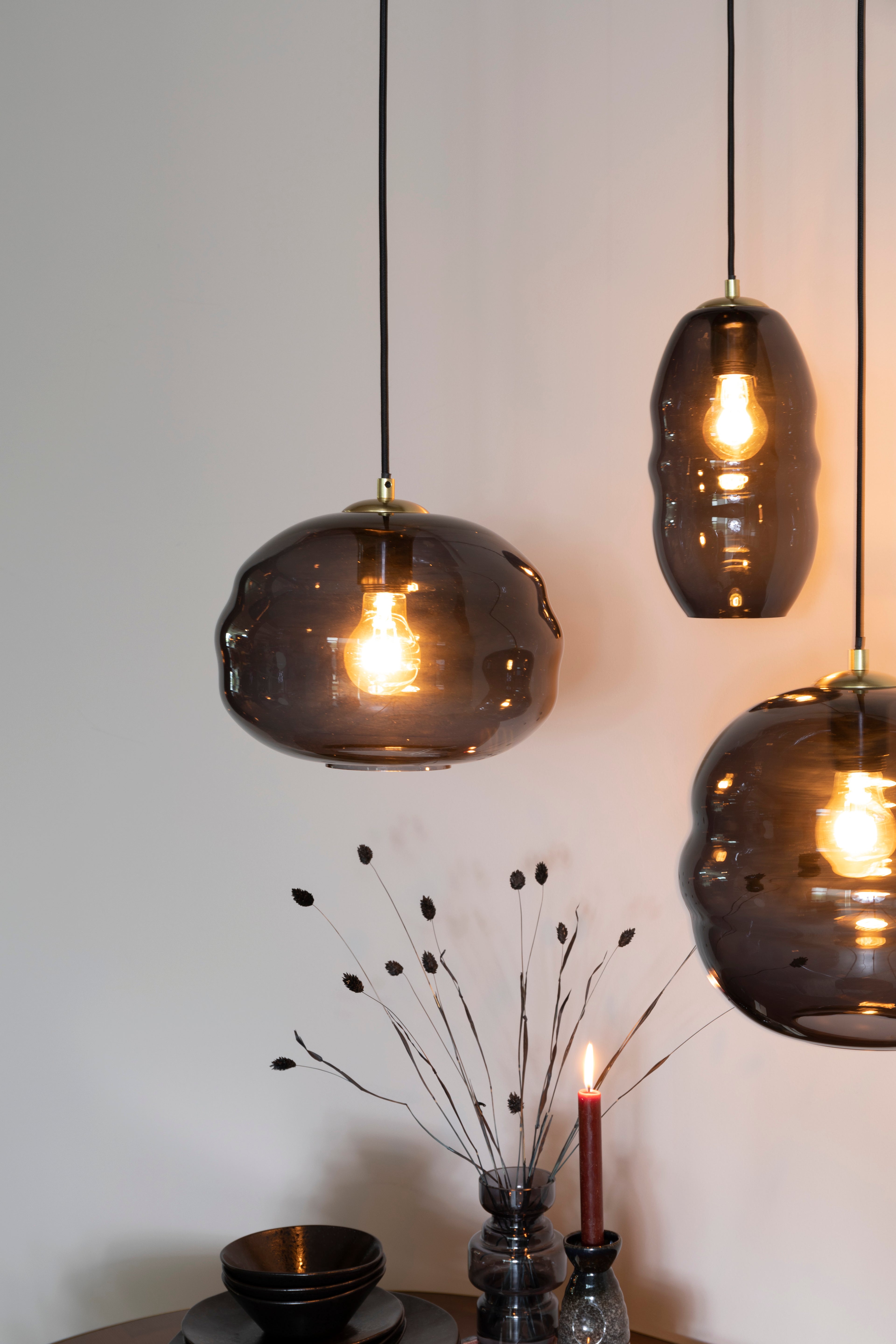 Lauren S - Pendant light - Glass - Gray