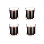 Juego de 4 Tazas de Espresso de Doble Pared - Vidrio - Transparente