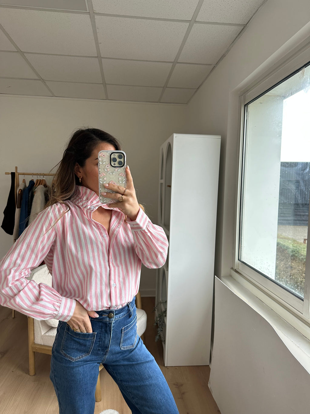 Colette Pink And White Striped Blouse