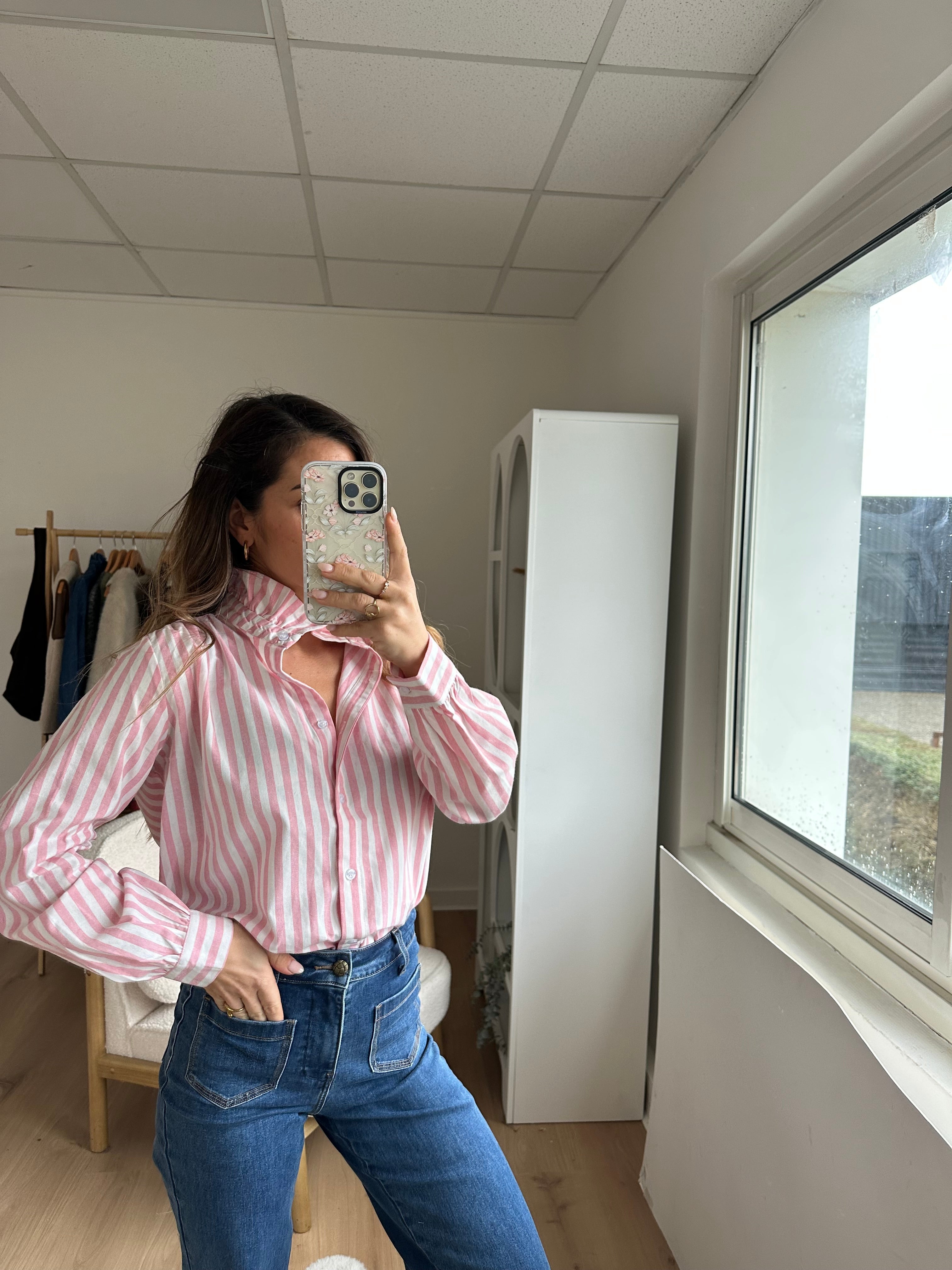 Colette Pink And White Striped Blouse