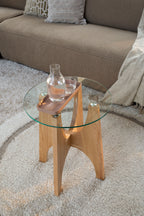 Kobe - Side Table - Glass - Natural/Beige