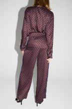 Oversized Bordeaux Print Geo Blue Shirt, Made In Italy