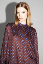 Oversized Bordeaux Print Geo Blue Shirt, Made In Italy