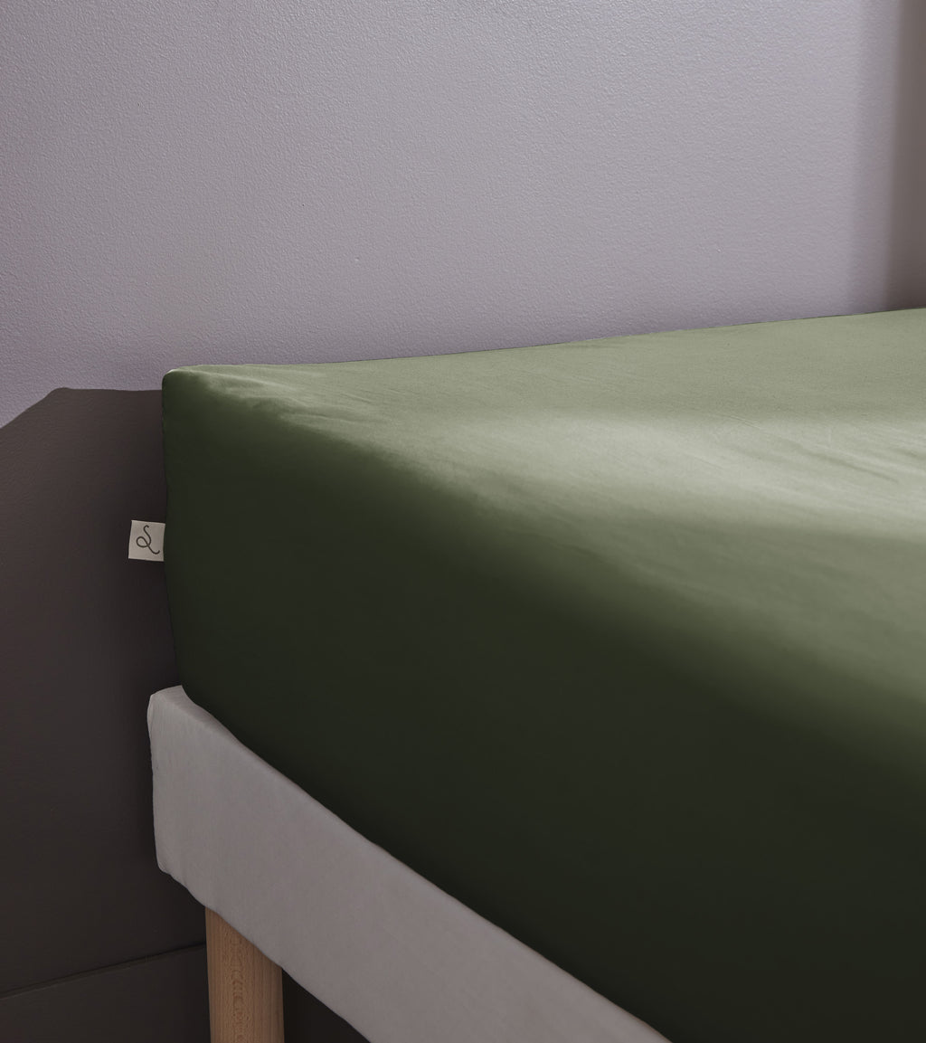 Bally - Drap Housse Percale Unie - 100% Coton - Thym