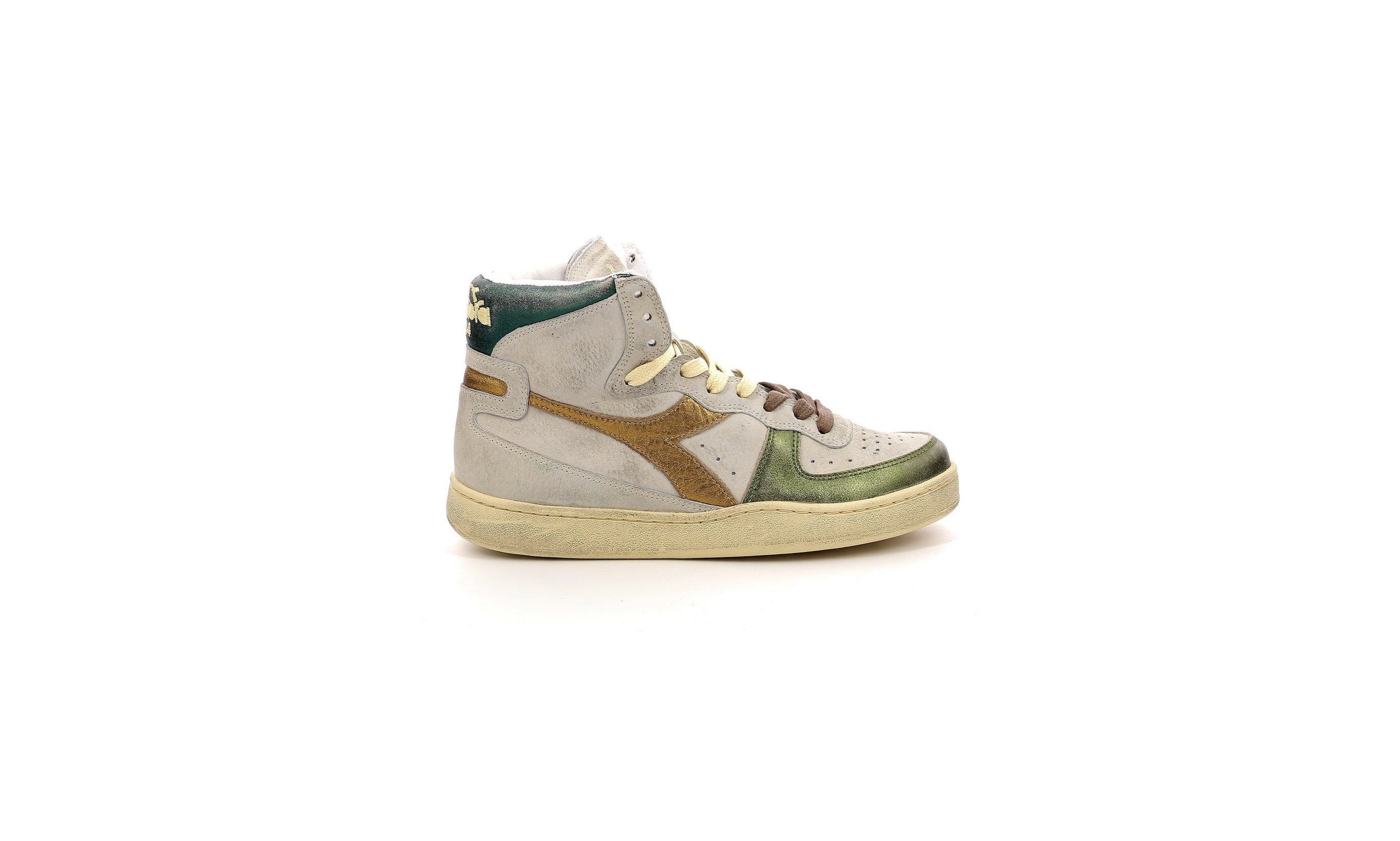 High-Top Metallic Basketball Sneakers - Oyster White / D Oe - Women