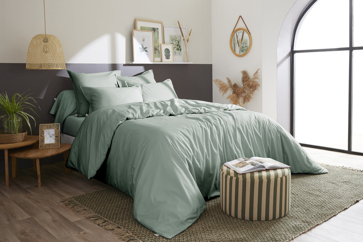 Bally - Dekbedovertrek effen percale - 100% katoen - Celadon
