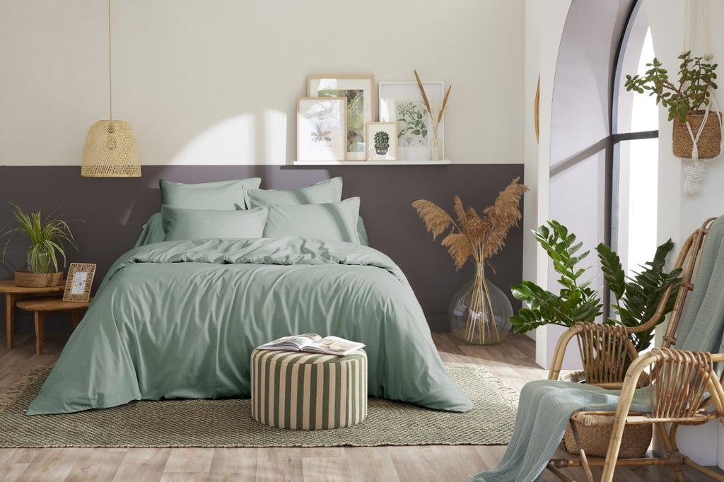 Bally - Dekbedovertrek effen percale - 100% katoen - Celadon