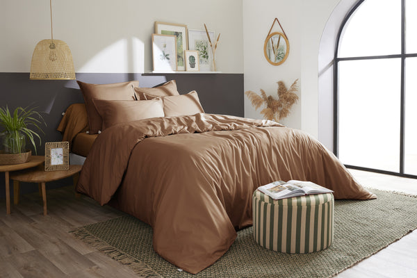 Bally - Dekbedovertrek effen percale - 100% katoen - Havanna