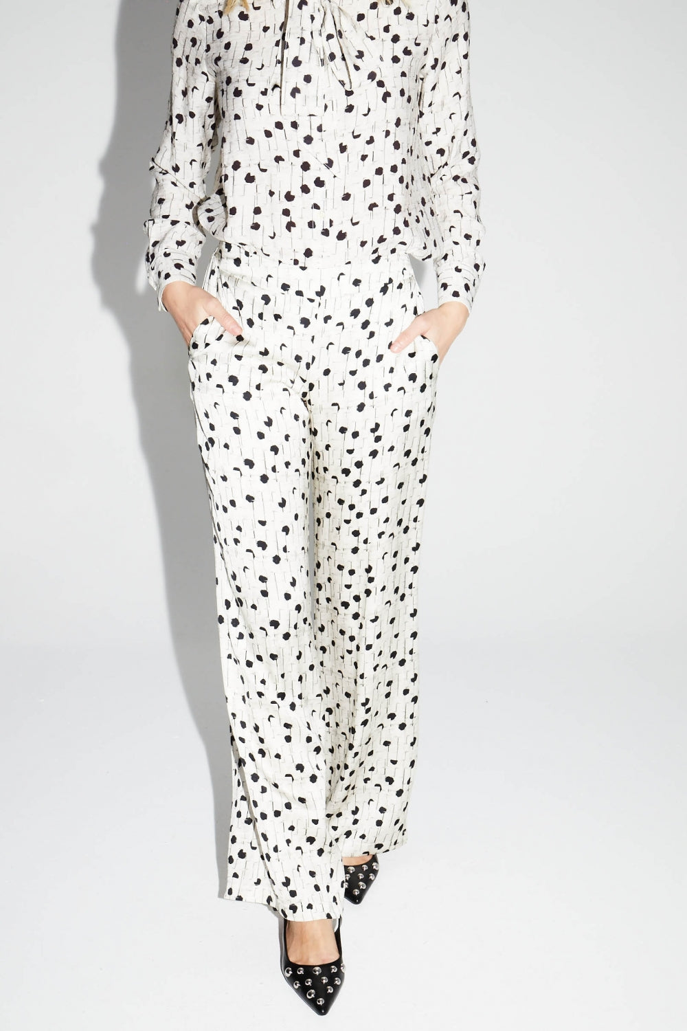 Charlie Print Polka Dot Graphic Trousers Made In Italy