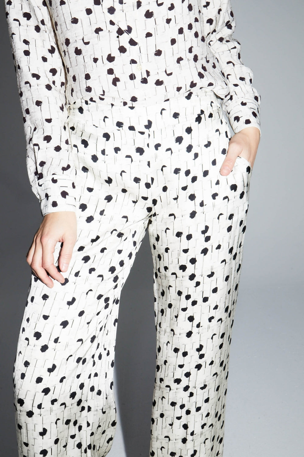 Charlie Print Polka Dot Graphic Trousers Made In Italy