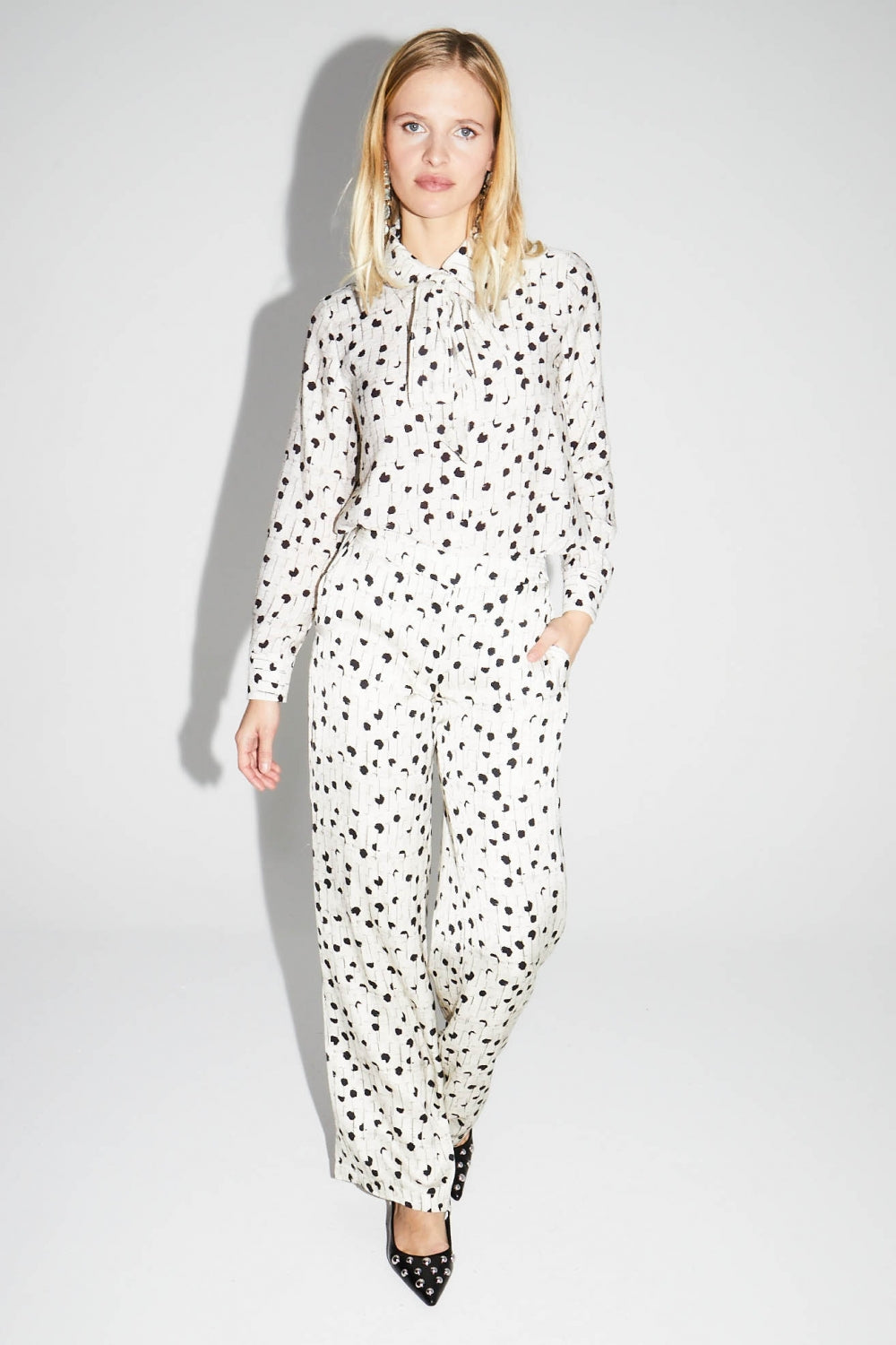 Charlie Print Polka Dot Graphic Trousers Made In Italy