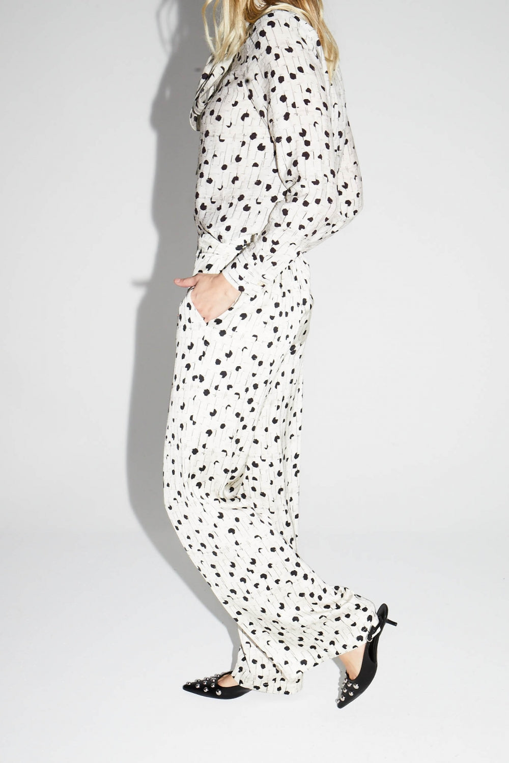 Charlie Print Polka Dot Graphic Trousers Made In Italy