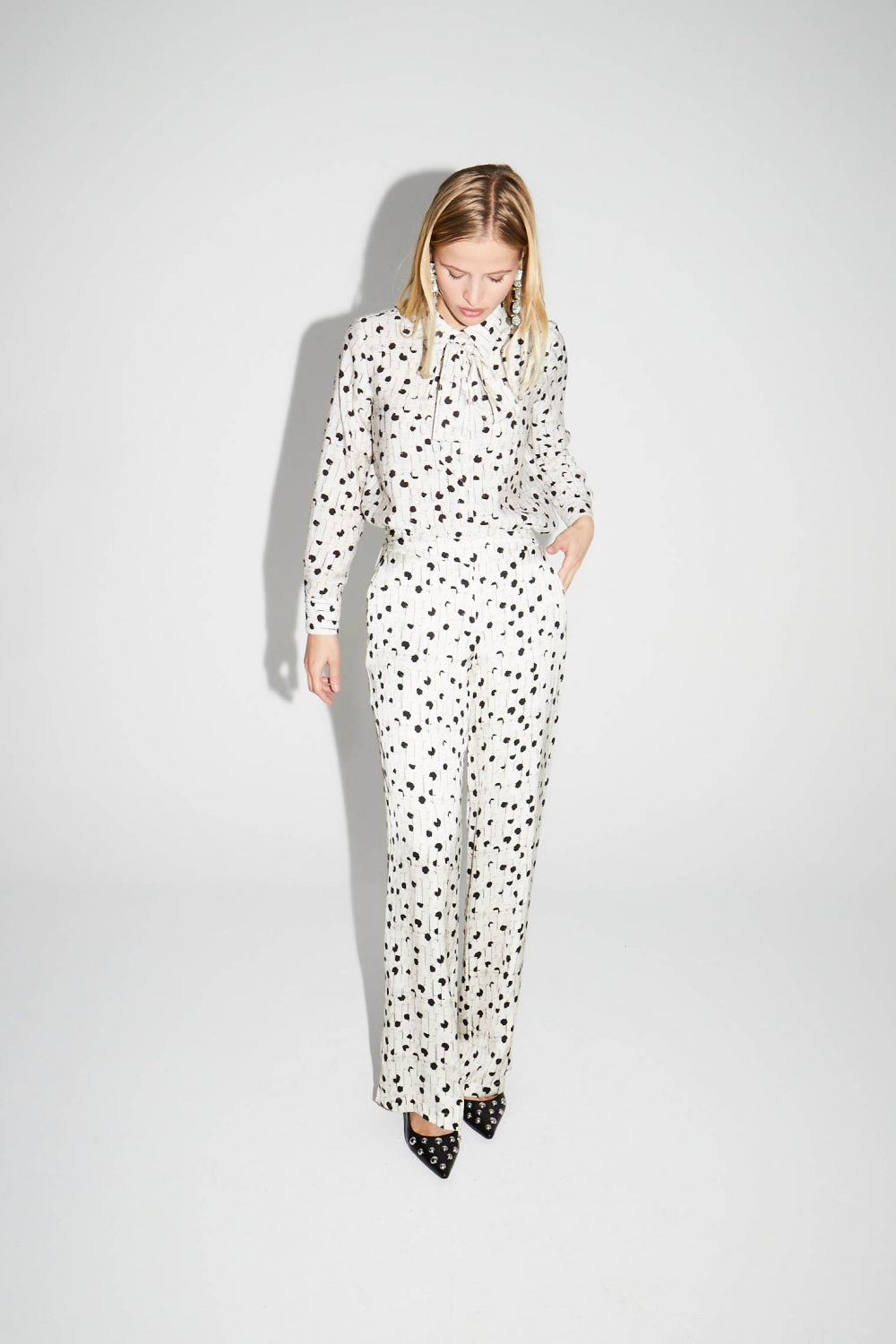 Charlie Print Polka Dot Graphic Trousers Made In Italy
