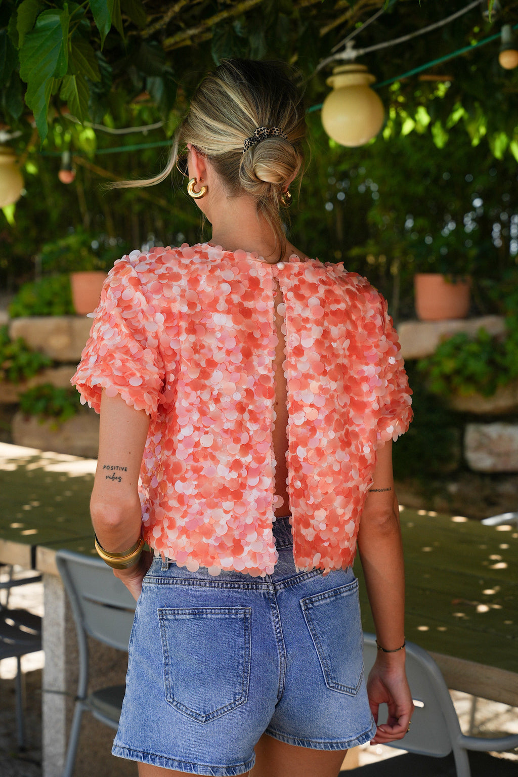 Liza Sequin Blouse - Orange