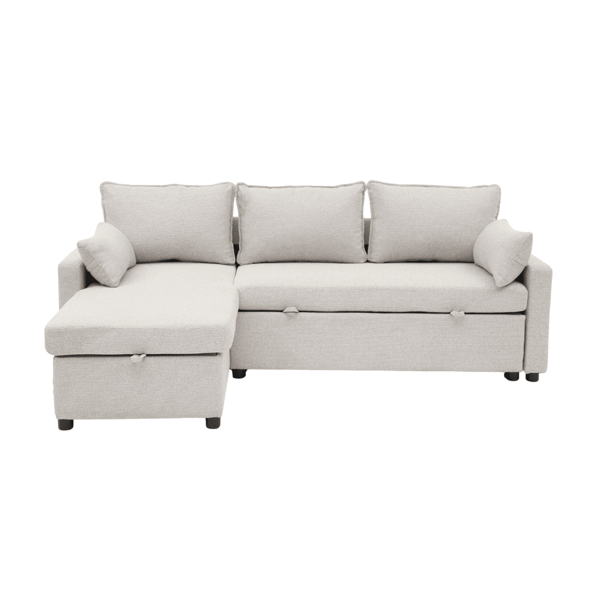 Louison - Sofá cama de 3 plazas con chaise longue - Tela beige