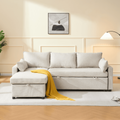 Louison - Sofá cama de 3 plazas con chaise longue - Tela beige