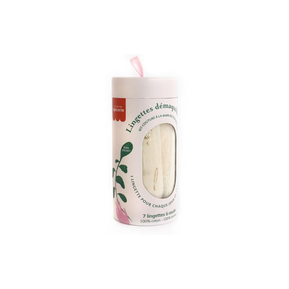 Sewing Kit - 7 Sew-on Makeup Remover Wipes - Ecru/Gold