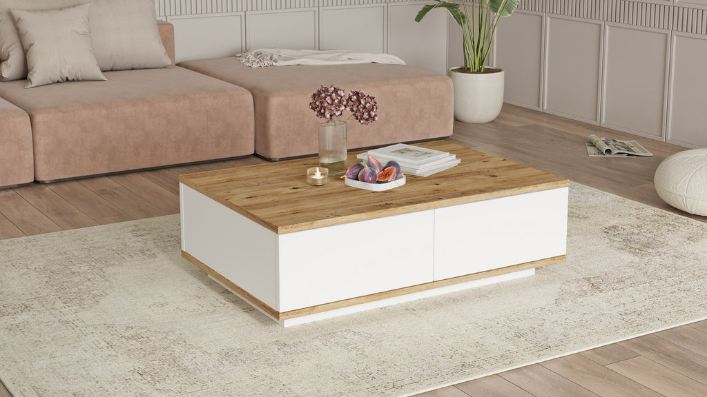 Mesa de Centro Fr14-Aw - Pino Atlántico / Blanco