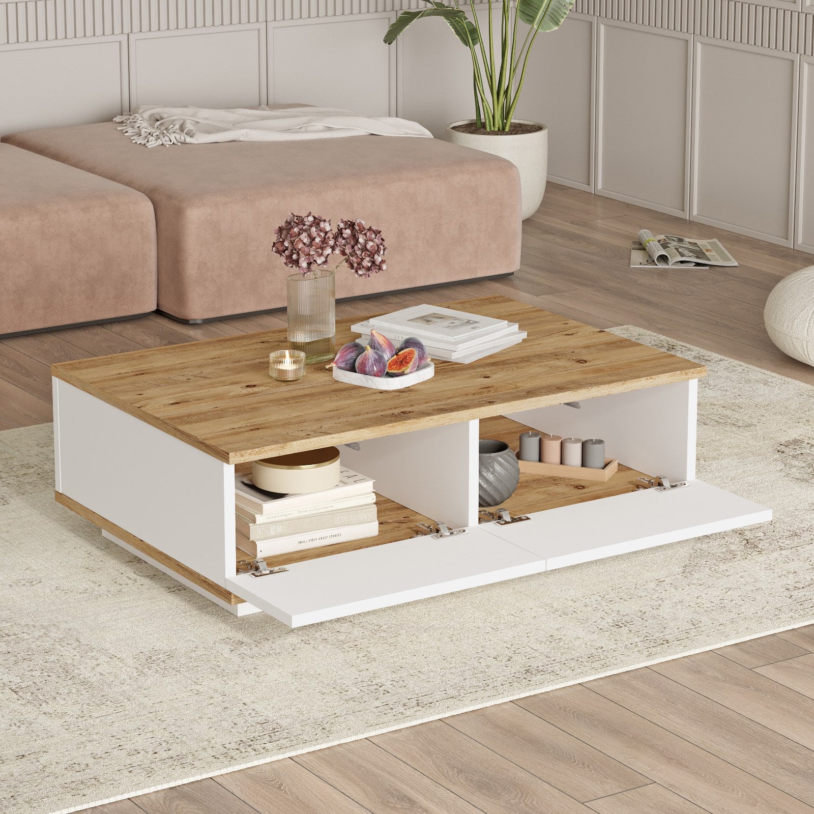 Mesa de Centro Fr14-Aw - Pino Atlántico / Blanco