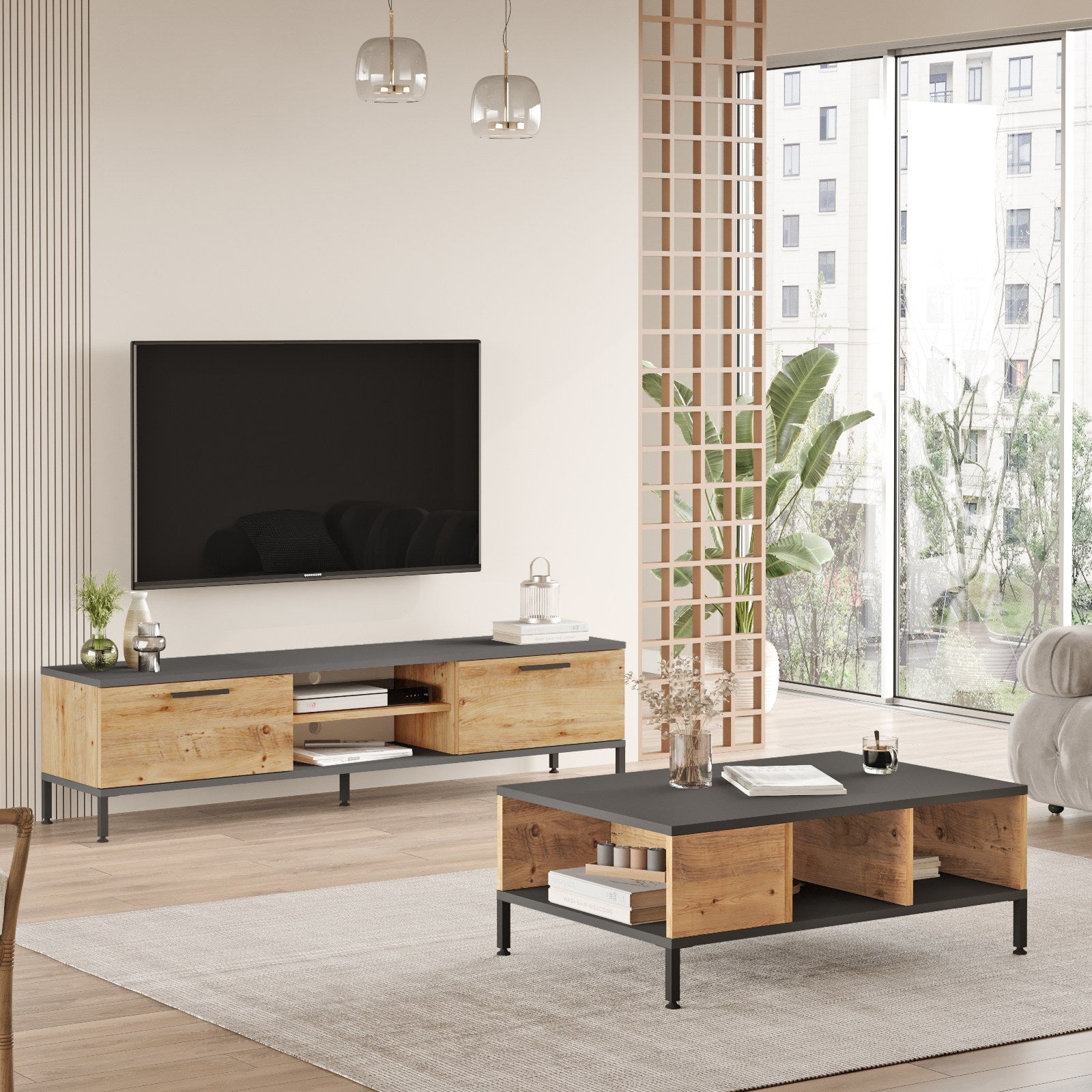 Ensembles De Meubles De Salon Rl5-Aa - Pin Atlantique / Anthracite