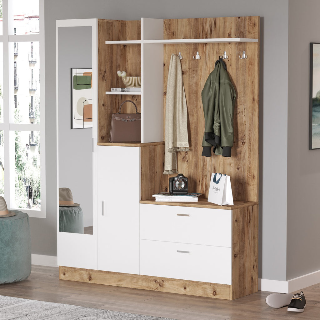 Muebles de Entrada Dd5-Aw - Pino Atlántico / Blanco