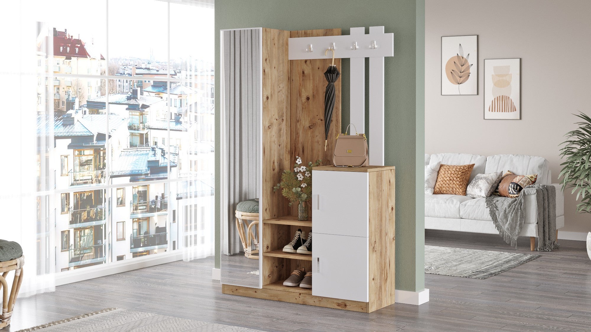Dd7-Aw Hallway Furniture - Atlantic Pine / White