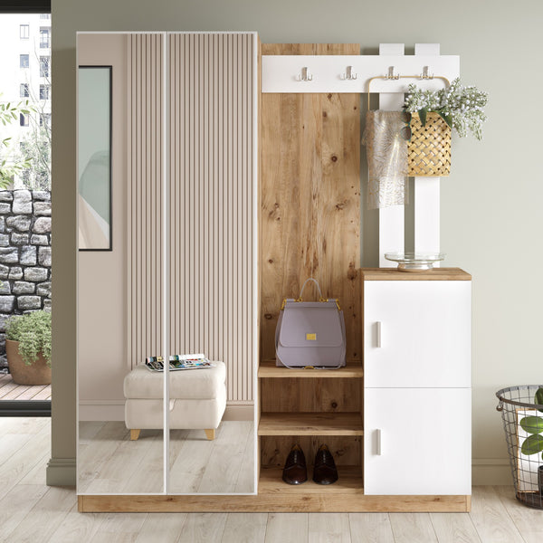 Meuble D'Entrée Dd8-Aw - Pin Atlantique / Blanc