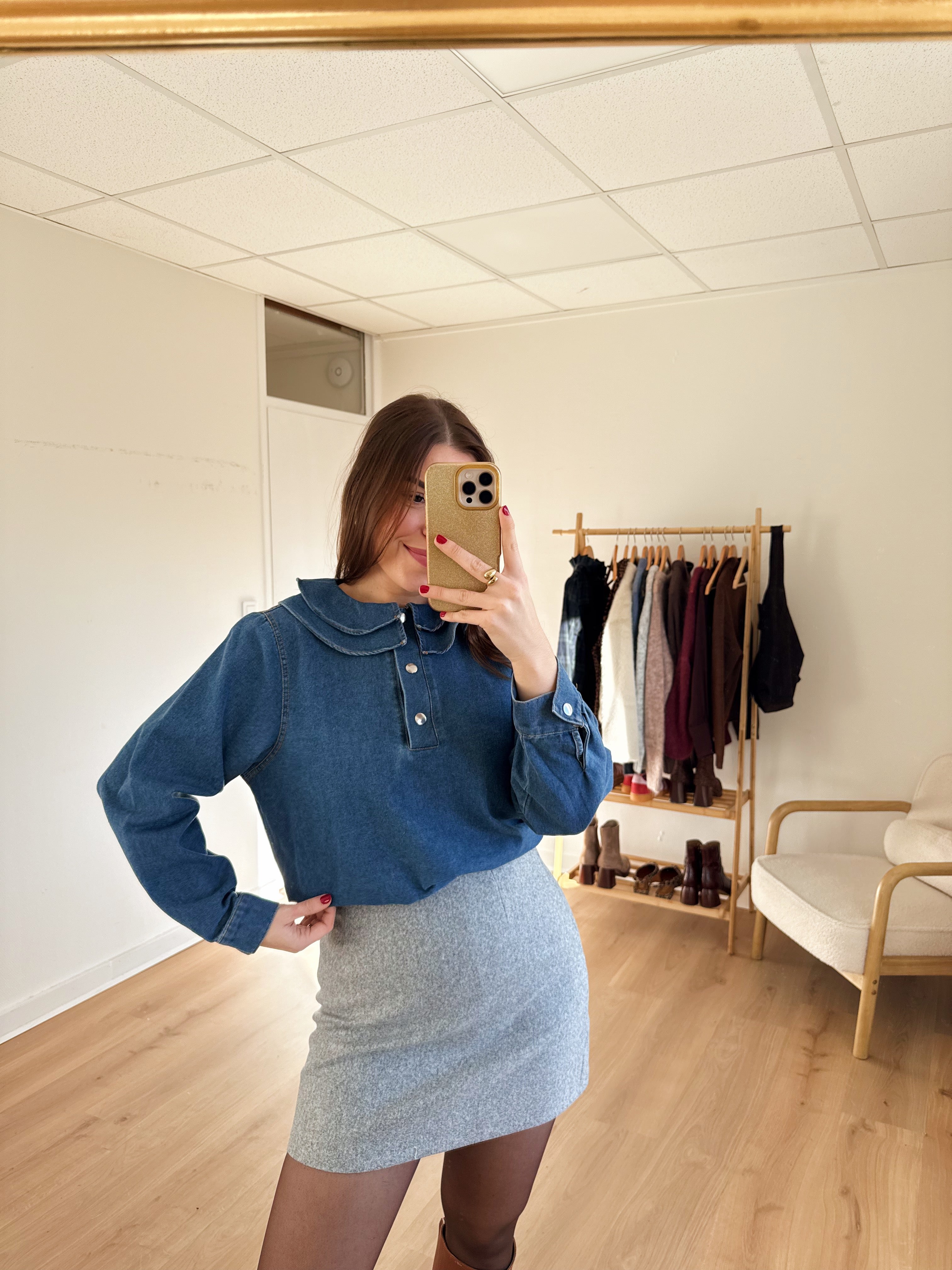 Falda Lou Gris Efecto Lana
