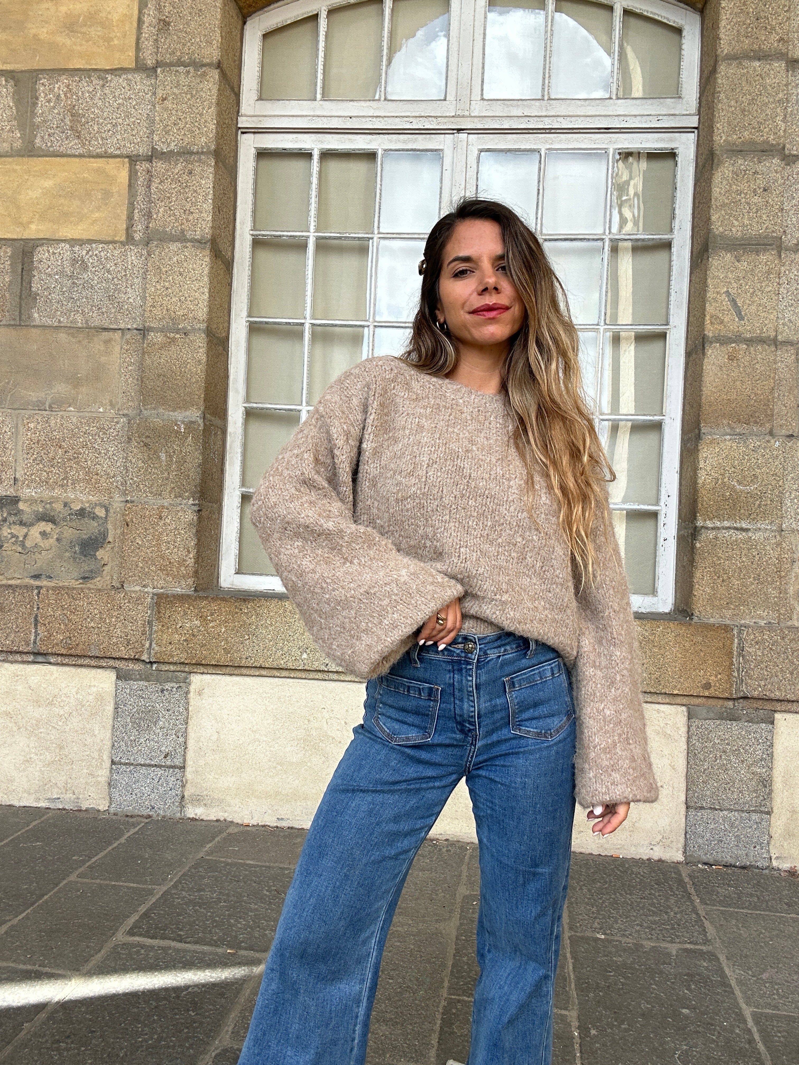 Pull en laine Taupe Henri