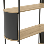 Eklo - 5 Tier High Shelf - Wood & Metal - Black