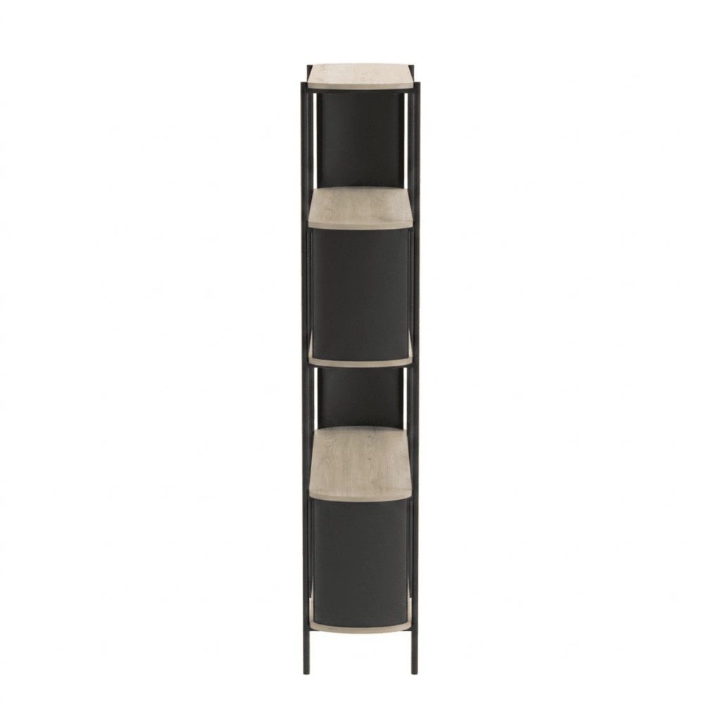 Eklo - 5 Tier High Shelf - Wood & Metal - Black